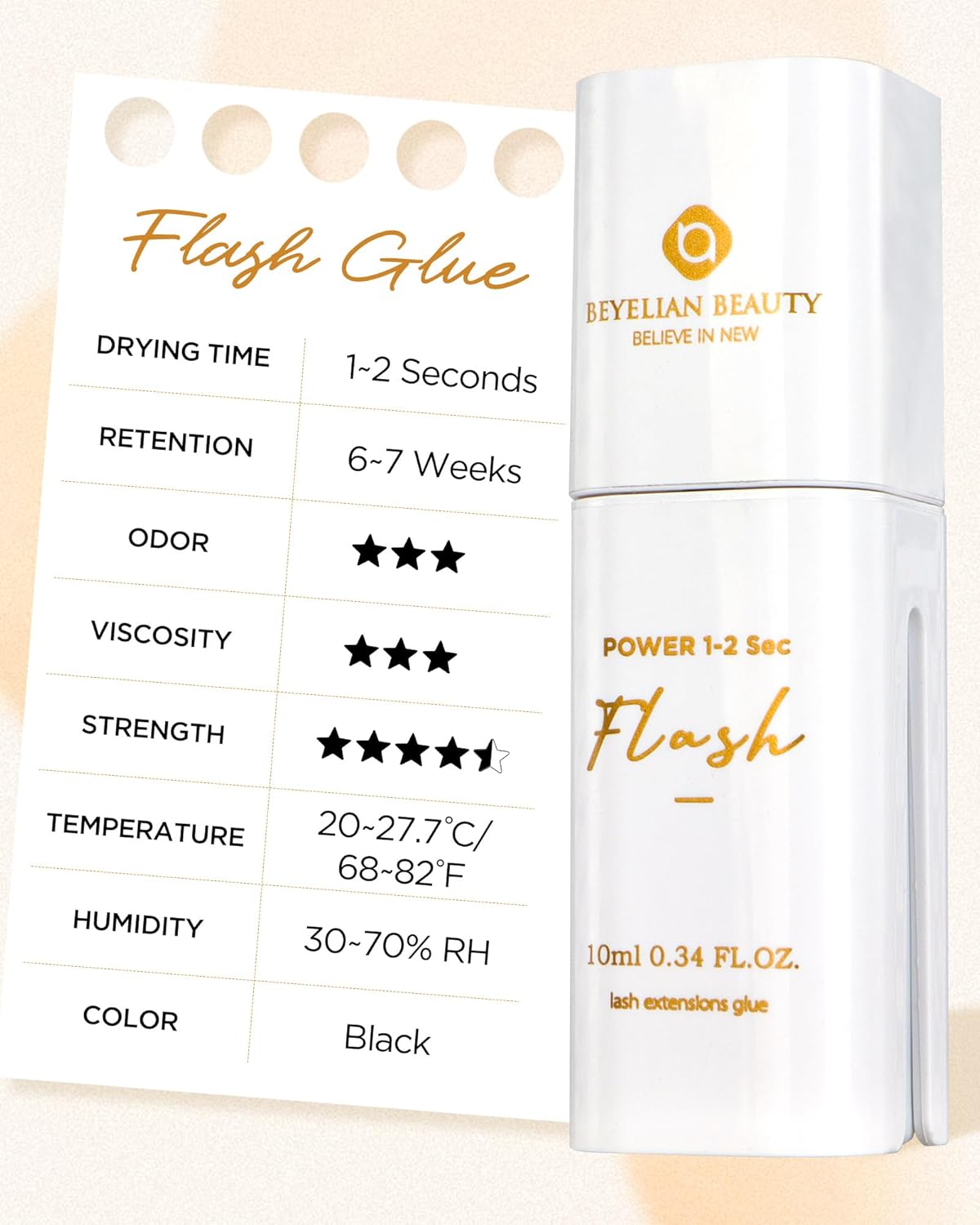 Eyelash Extension Glue, Sensitive Lash Glue for Eyelash Extensions 10 ml, Smart Drop Technology Adhesive for Classic and Volume Lashes, 0.03 ml per Drop, 1 S Dry Time, 6-7 Weeks Retention by BEYELIAN-FemmiqueWomen