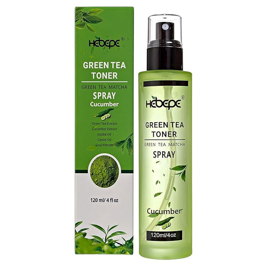 Green Tea Face Mist with Cucumber 4 oz, Matcha Facial Toner Spray Hyaluronic Acid for All Skin, Hydrating Soothing Reduces Redness Cooling After-Sun for Women Men, Alcohol-Free-FemmiqueWomen