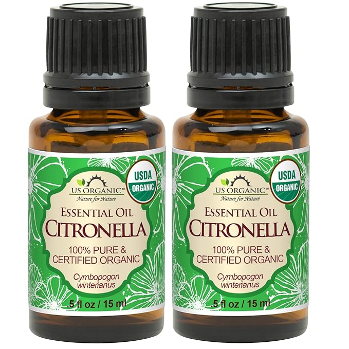 US Organic Citronella Essential Oil, USDA Certified, 100% Pure, 15 ml Pack of 2, Improved caps and droppers – Used for Skin Care, Many DIY Projects Like Candle Making and Much More-FemmiqueWomen