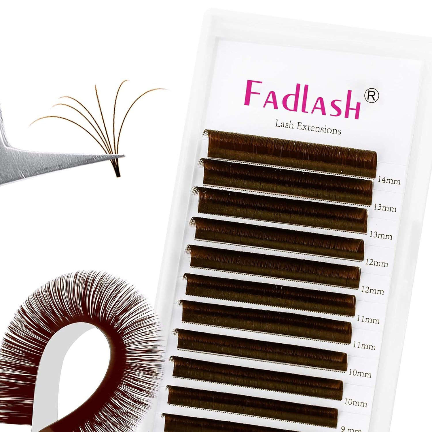 FADLASH Colored Lash Extensions Dark Brown Easy Fan Eyelash Extensions Volume Lashes C/D Curl Lash Extension 0.07 Self Fanning Eyelash Extension (Dark Brown-0.07C, 15-20mm)-FemmiqueWomen