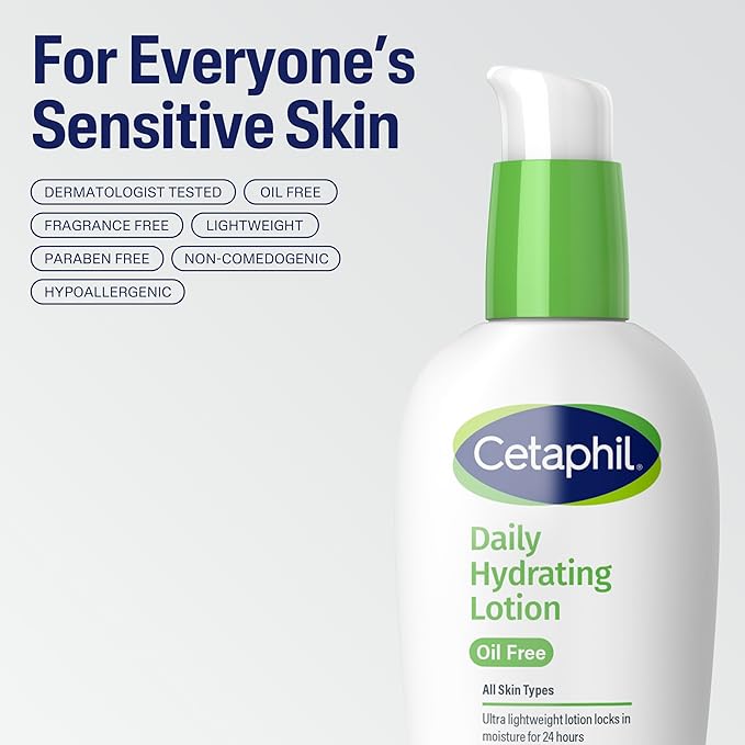Cetaphil Daily Hydrating Lotion for Face, With Hyaluronic Acid, 3 fl oz, Lasting 24 Hour Hydration, for Combination Skin, No Added Fragrance, Non-Comedogenic-FemmiqueWomen
