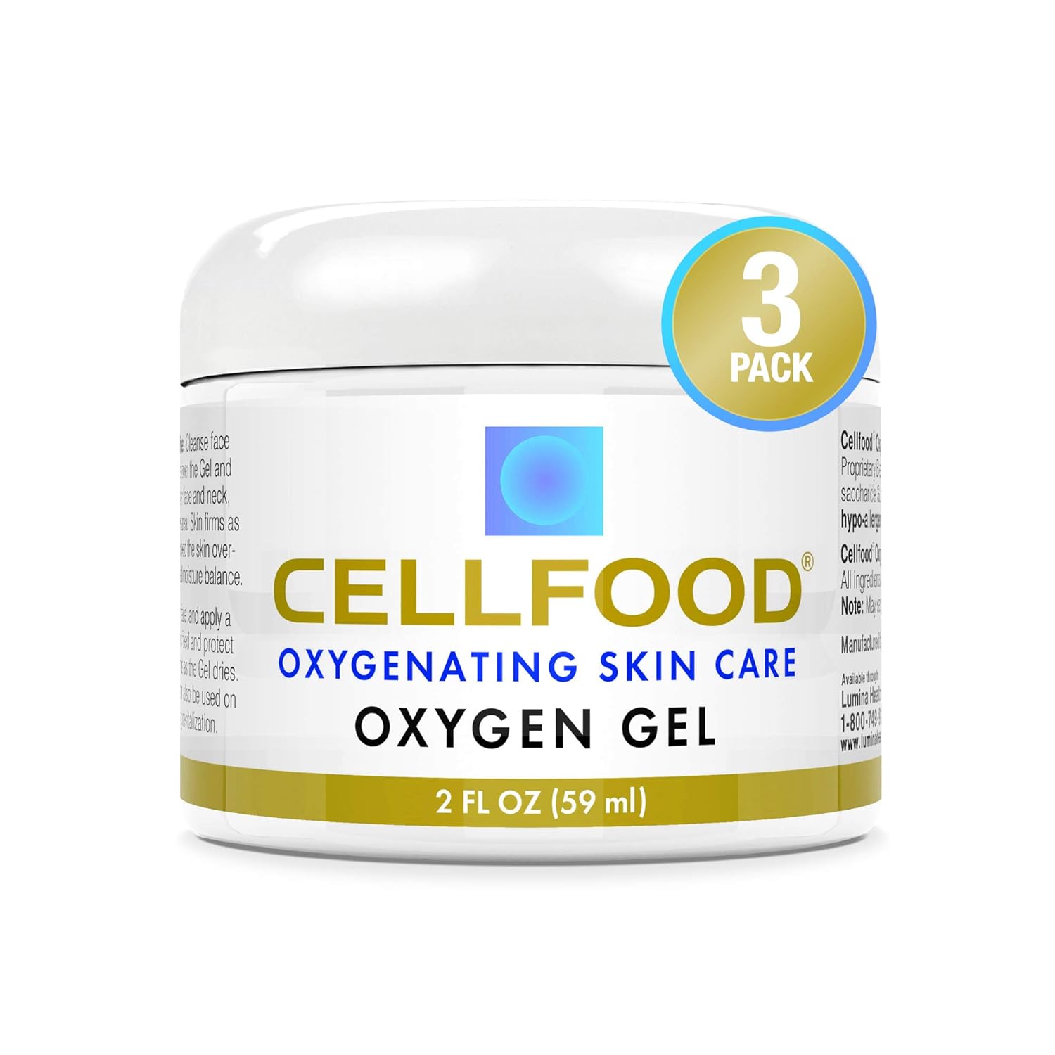 Cellfood Oxygen Gel - 2 fl oz, Pack of 3 - Tightening and Firming Face Moisturizer - Aloe Vera, Lavender Blossom Extract, Glycerine - Hypoallergenic, Non-GMO-FemmiqueWomen