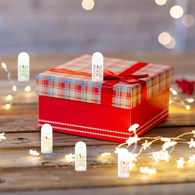 25 Pcs Mini Lip Balm Bulk 5 Assorted Flavors Thank You Lip Balm Employee Appreciation Gifts Dry Chapped Lip Care Products for Adults Coworkers Women Friend Wedding Bridal Shower Baby Shower-FemmiqueWomen