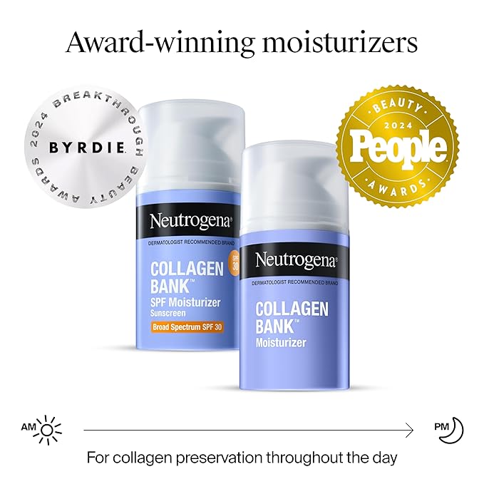 Neutrogena Collagen Bank Face Moisturizer, Daily Anti-Aging Face & Neck Firming Collagen Cream, Bakuchiol & Micro-Peptides Face Lotion, Support Skin’s Natural Collagen for Visibly Plump Skin, 2 fl. oz-FemmiqueWomen