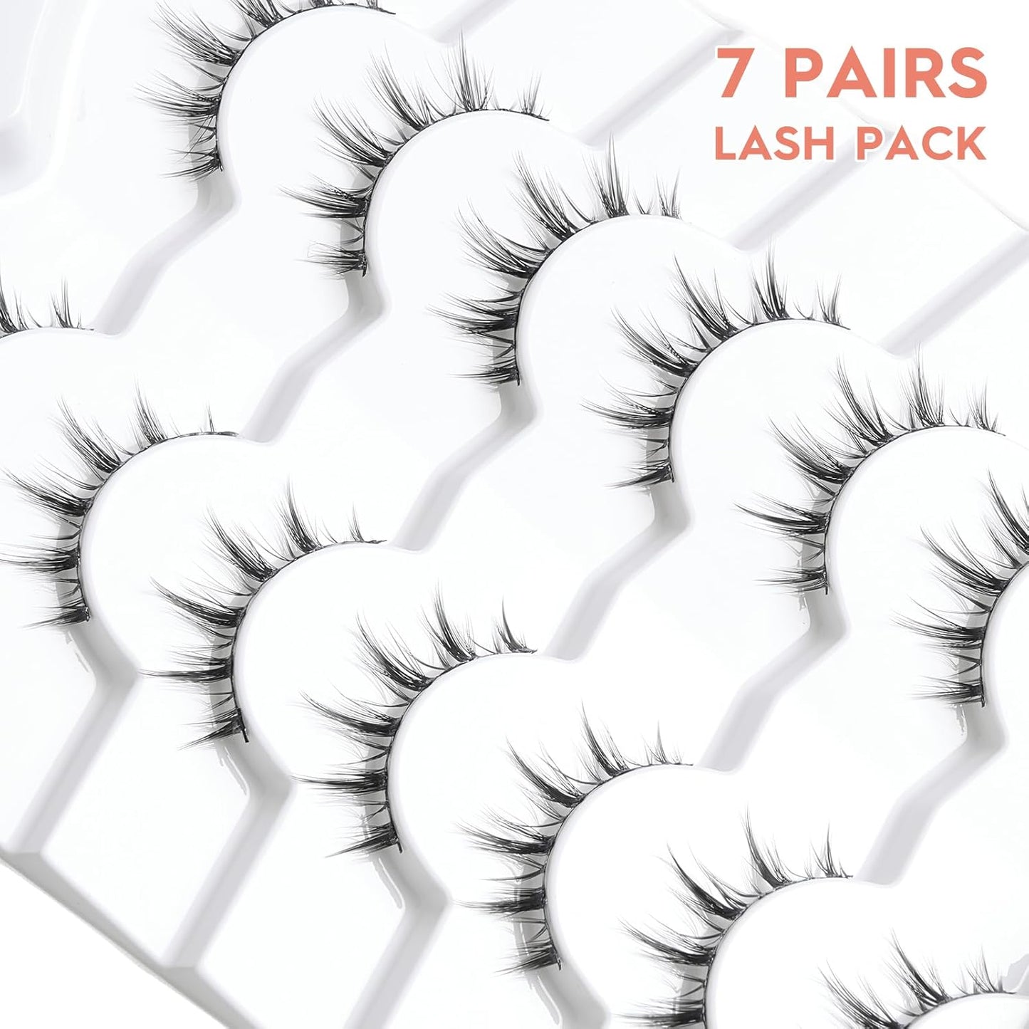 Manga Lashes Natural Look Anime Eyelashes Wispy 3D Volume 0.1MM Thin Band Manhua Lash Korean Asian Style 10mm Short Eyelash C Curl 7 Pair Siligli-FemmiqueWomen