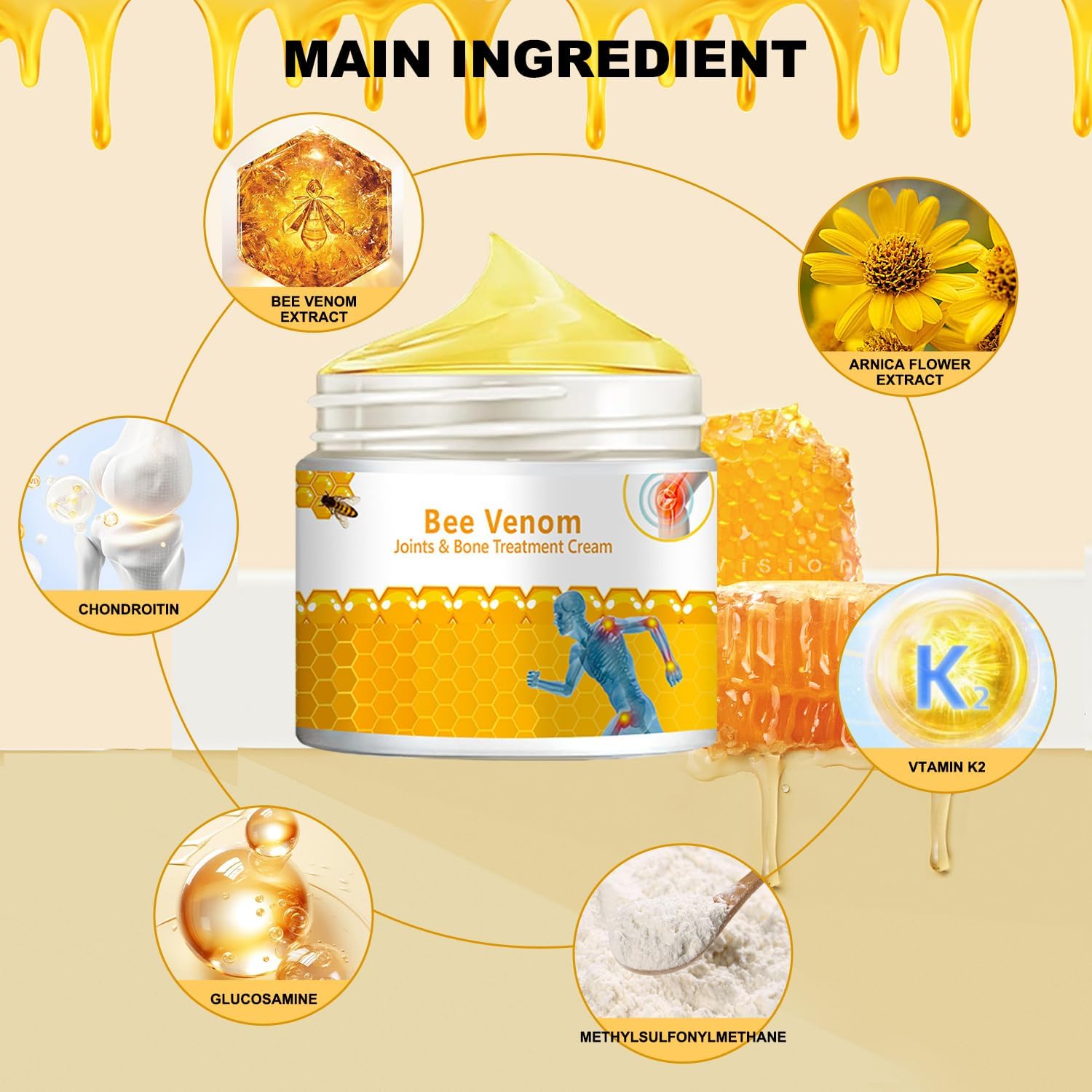 3 PCS Bee Venom Joint and Bone Therapy Cream, New Bee Venom Gel, Specializes in Muscle Soothing, for All Parts of The Body, for Men & Women-FemmiqueWomen