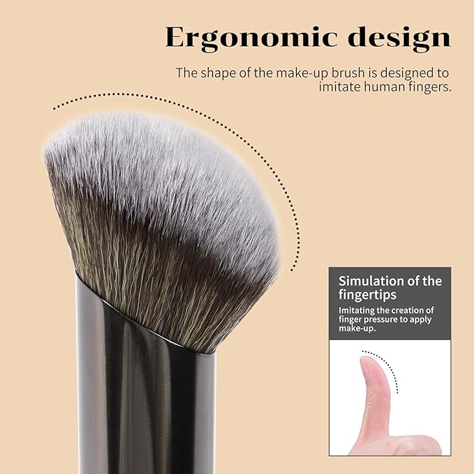 MAANGE 7pcs Makeup Brush Set Double Sided Kabuki Makeup Brushes Contour Brush for Foundation Liquid Powder Concealer Cream Cosmetics Bronzer Blending Blush Buffing Makeup Tools (Black)-FemmiqueWomen