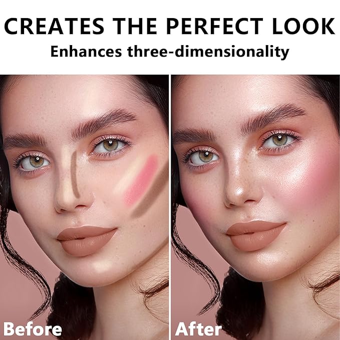 3 Pcs Contour Stick, Highlighter Stick, Blush Stick, Cream Contour Kit with Contour Brush, Create Face Contour, Non-greasy, Waterproof Long-lasting Effect for Women (1+3+4,LIGHT)-FemmiqueWomen