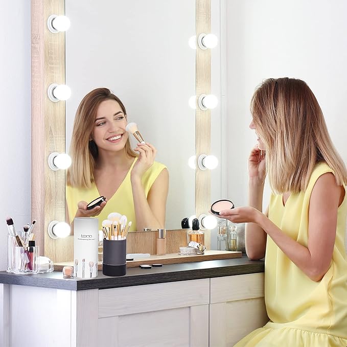 Makeup Brushes Set 10Pcs Professional Kabuki Foundation Eyeshadow Blush Blending Lip Full Face Cosmetic Kit W/Makeup Brush Set with Holder-FemmiqueWomen