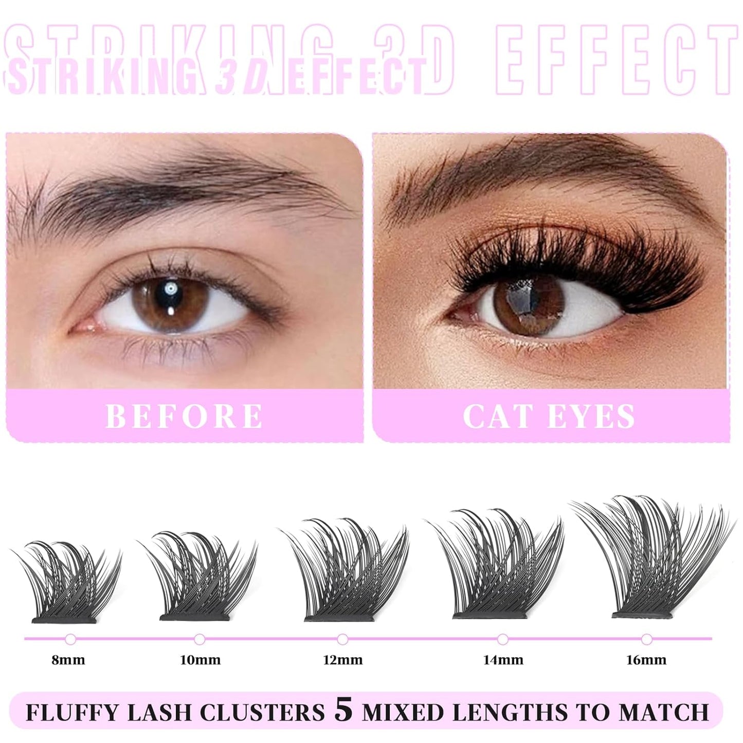 Clusters Lashes 72 PCS Eyelash Clusters D Curl 8-16 Individual Lashes Wispy Volume False Eyelashes DIY Eyelash Extension at Home by Yaiseiko-FemmiqueWomen