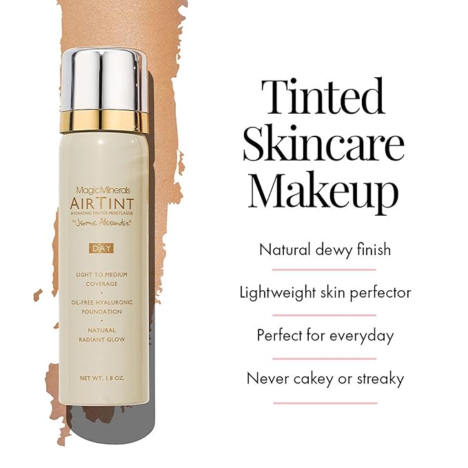 Jerome Alexander MagicMinerals AirTint Tinted Moisturizer AirBrush Spray Light | Tinted Moisturizer Spray with Anti-Aging Ingredients | Light Medium |2PC-FemmiqueWomen