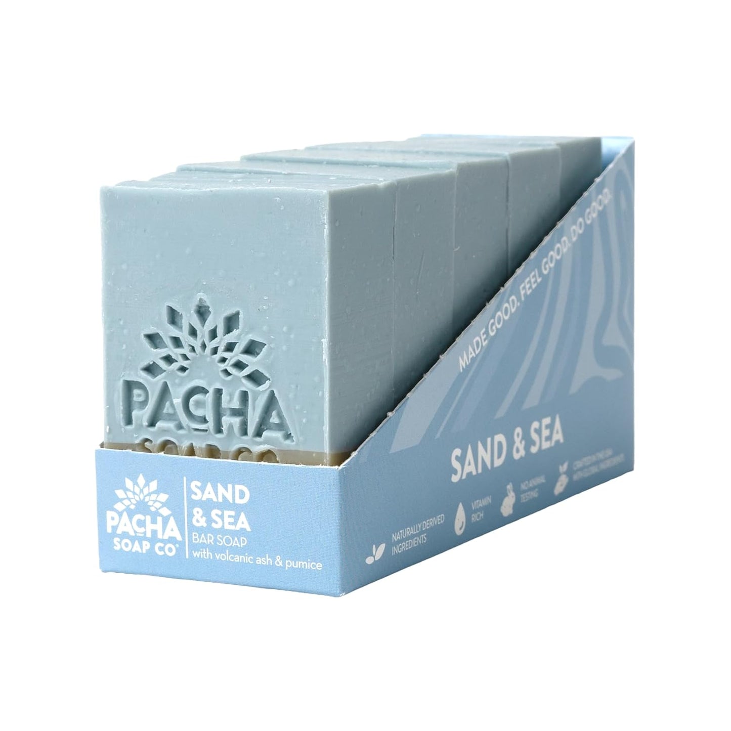 Pacha Soap Co. Bar Soap - Premium, Handcrafted, Hydrating, Natural Face Wash, Hand Cleanser, Body Wash, Soothing Essential Oils (Sand & Sea, 5-Pack, 4 oz ea)-FemmiqueWomen