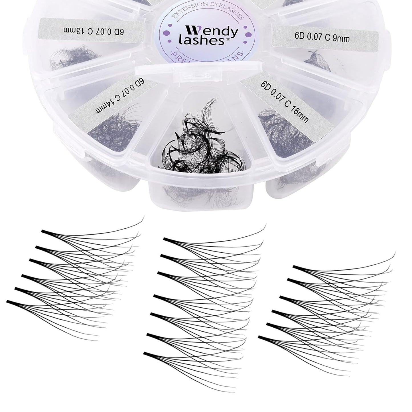 Premade Fans for Lash Extension: 6P, Wendy, Handmade Fans, Pre-made, For Lash-Artists, C, 9-16mm-FemmiqueWomen