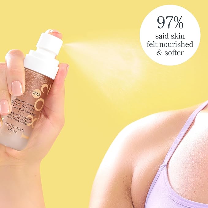 Beekman 1802 Coconut Cream Milk Shake - Body Mist - 2.0 fl. oz - With Hyaluronic Acid & Jojoba Oil - Instantly Moisturizes, Hydrates & Softens - Good for Sensitive Skin - Cruelty Free-FemmiqueWomen