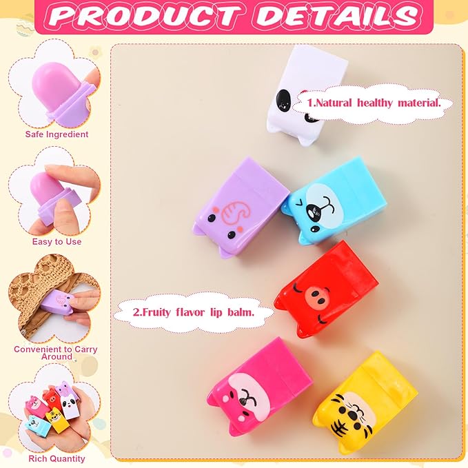 30 Sets Wild Animal Birthday Lip Balm Gifts Bulk Baby Shower Prizes Gift Girl Birthday Lip Balm Jungle Animal Party Favors for Preschool Toddler Boy Girl Classroom Prizes Classroom Prizes-FemmiqueWomen