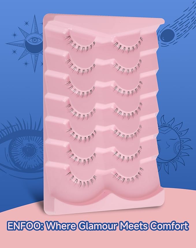 Bottom Lashes Natural Everyday Wispy Lashes Natural Look Flared Eyelashes False Lower Lashes Soft Fluffy Lashes False Eyelashes 7 Pairs B-1-FemmiqueWomen