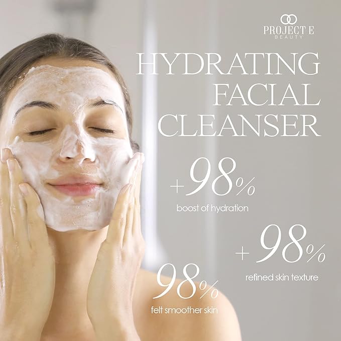 Project E Beauty Hydrating Facial Cleanser Gentle Cleansing | Removes Dirt, Oil & Makeup | Moisturizes & Hydrates | Brightens Complexion | Non-Foaming Formula | For All Skin Types | 125g-FemmiqueWomen