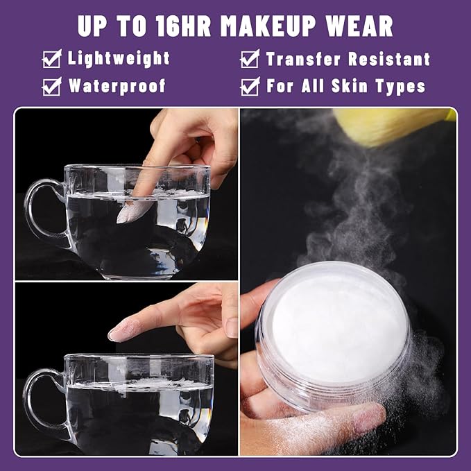 UCANBEMAKUP Long Lasting Makeup Setting Spray Kit- 6.76 Fl oz Hydrating Matte Finish Mist Lightweight Face Make up Fixer +Translucent Loose Setting Powder+2PC Sponge Puff Set-FemmiqueWomen