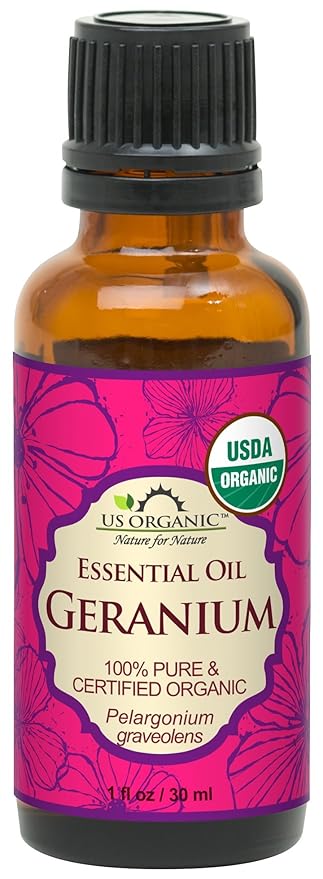 US Organic 100% Pure Geranium Essential Oil - USDA Certified Organic, Steam Distilled - W/Euro droppers (More Size Variations Available) (30 ml / 1 fl oz)-FemmiqueWomen
