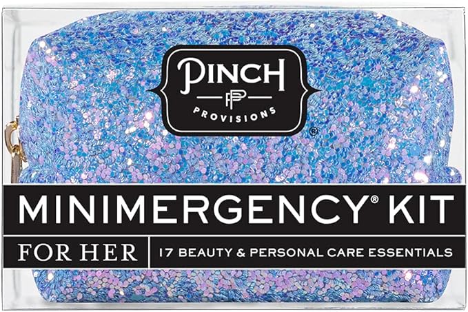 Pinch Provisions Blue Periwinkle Minimergency Kit, includes 17 Travel-Sized Cosmetic Essentials, Convenient for Purses, Emergency Beauty Accessories, Gifts for Holiday’s & Birthday’s-FemmiqueWomen