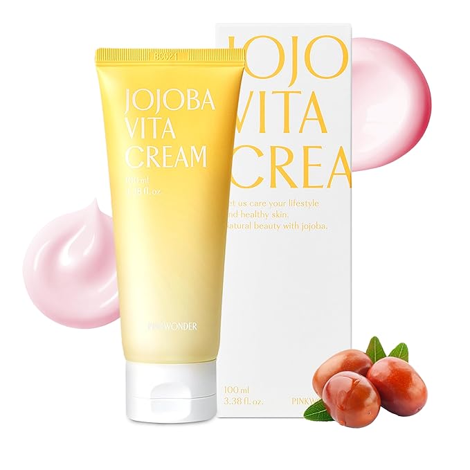 PINKWONDER Jojoba Vita Cream 3.38oz (100ml), Jojoba Oil and vitamin B12 Face Cream, Soothing for Sensitive Skin, Hypoallergenic, Korean Skincare-FemmiqueWomen