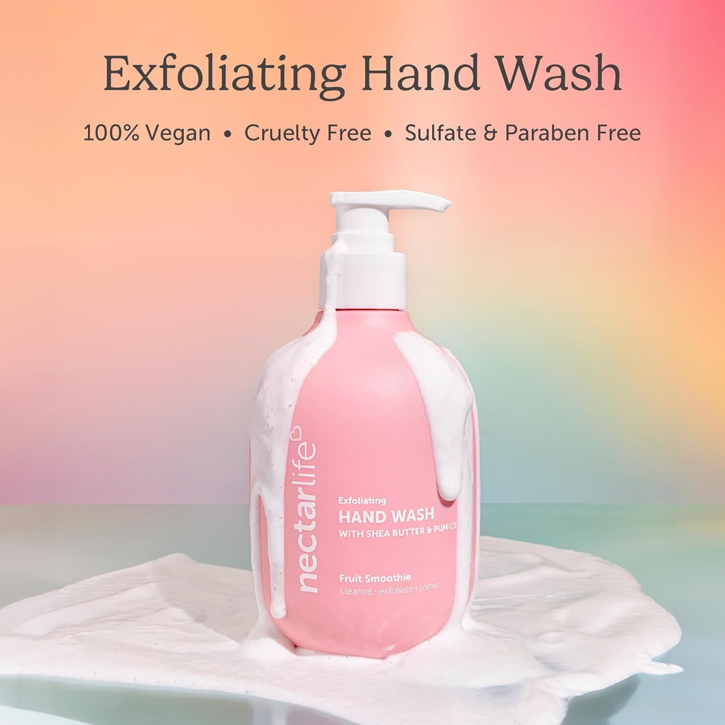 Nectar Life Exfoliating & Moisturizing Hand Wash 3-Pack, Volcanic Pumice for Hand Scrub, Shea Butter Softens Hands, Clean Vegan Ingredients, Fruit Smoothie Scent-FemmiqueWomen