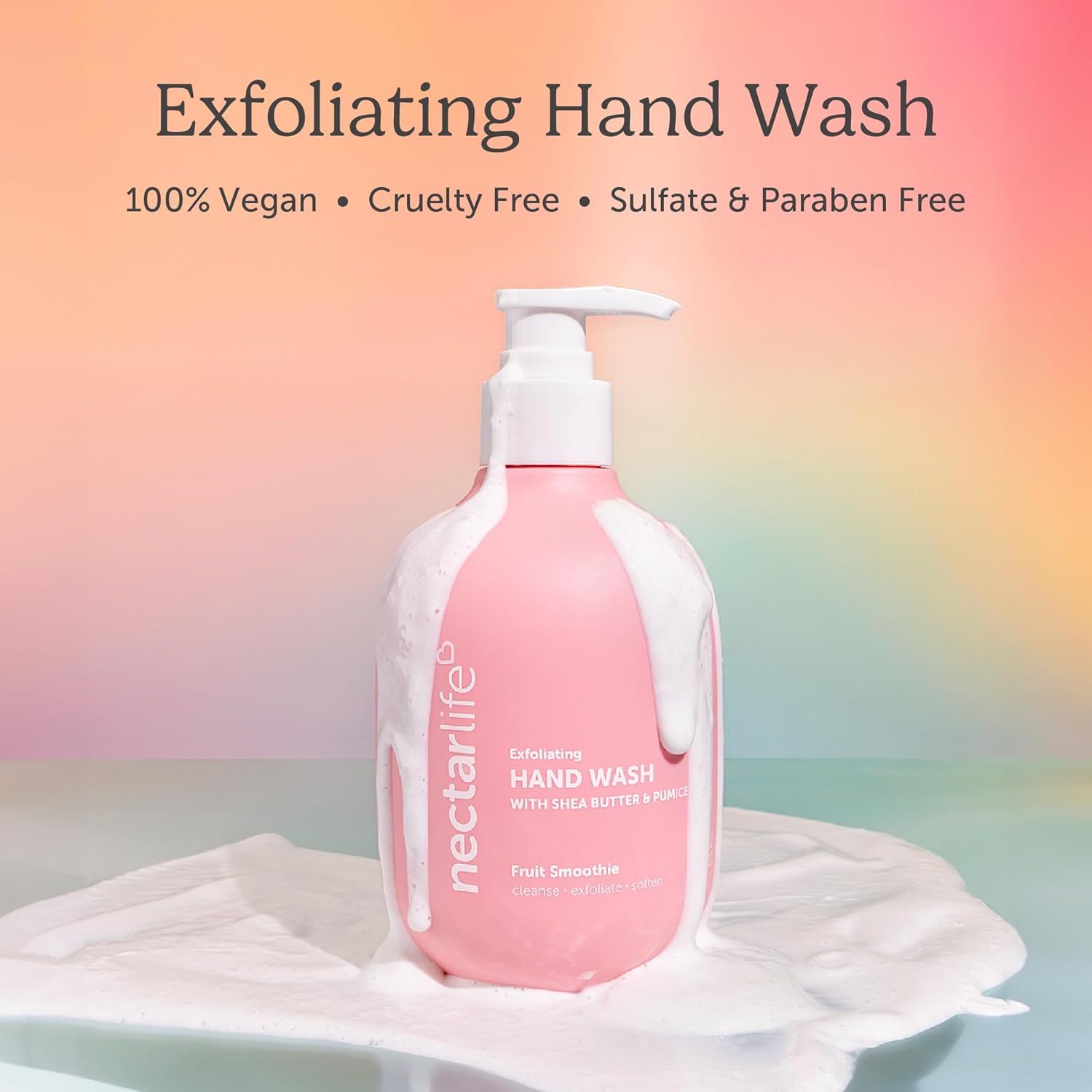 Nectar Life Exfoliating & Moisturizing Hand Wash 3-Pack, Volcanic Pumice for Hand Scrub, Shea Butter Softens Hands, Clean Vegan Ingredients, Fruit Smoothie Scent-FemmiqueWomen