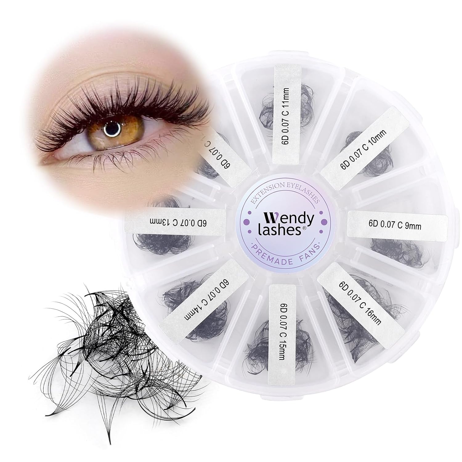 Pre-made Fans Eyelash Extension 500+6D Loose Volume Fans C Curl Premade Volume Fans 9-16mm-FemmiqueWomen