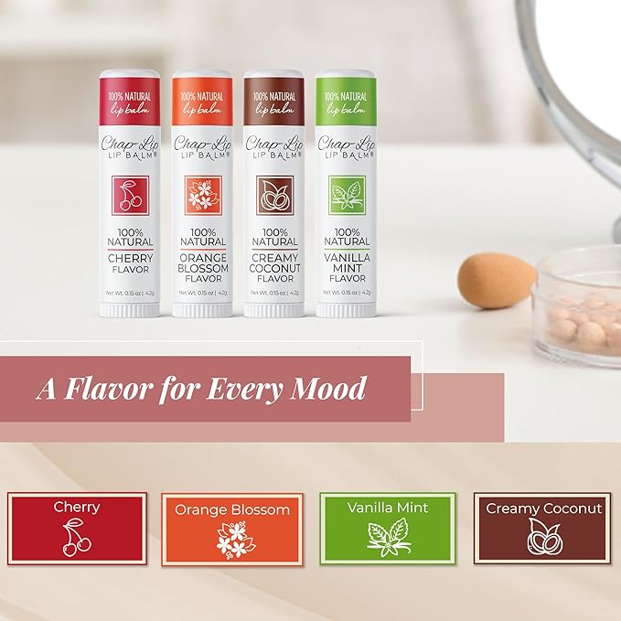 100% Natural Lip Balm Set, Hydrating and Moisturizing Beeswax Natural Flavor Assortment, Lip Moisturizer for Dry Lips, Cocoa Butter, Petroleum Free, 8 Count, 2 Pack-FemmiqueWomen