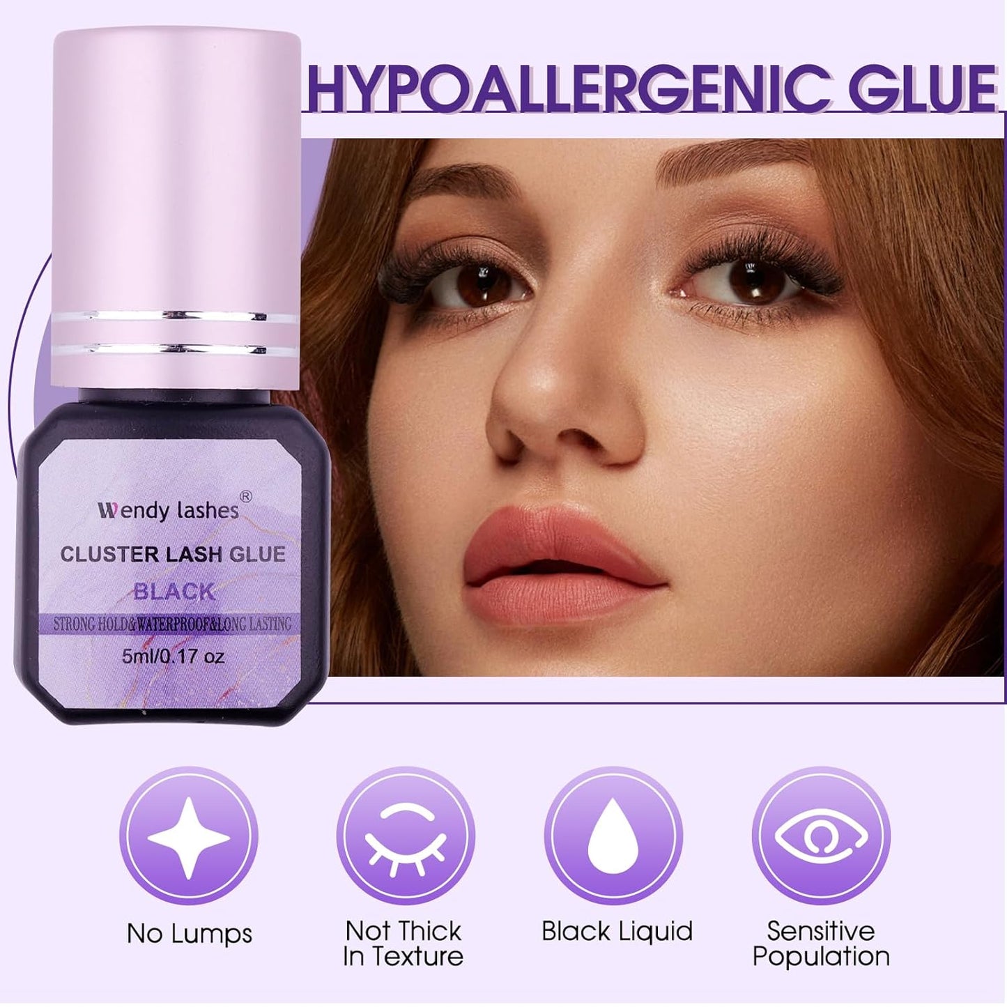 Fast-Drying Eyelash Extension Glue for Professionals - 1-2 Second Strong Hold Waterproof & Long Lasting 8 Weeks Salon-Grade Lash Adhesive(Black,5ml)-FemmiqueWomen