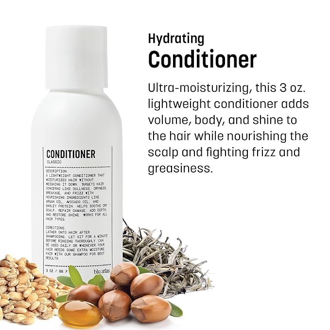 Blu Atlas Travel Size Shampoo & Conditioner Set for Men – TSA Approved, 3 oz Each – Natural, Sulfate-Free, Paraben-Free – Clean Ingredients – Classic Scent – Made in America-FemmiqueWomen