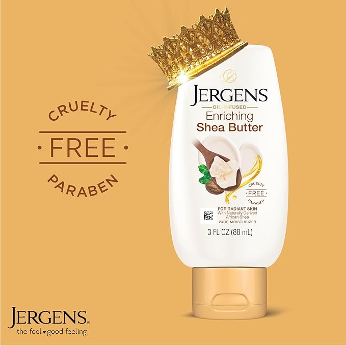 Jergens Shea Butter Hand and Body Lotion, Deep Conditioning Moisturizer, 3X More Radiant Skin, with Pure Shea Butter, Dermatologist Tested, 3 oz, 8 pack-FemmiqueWomen