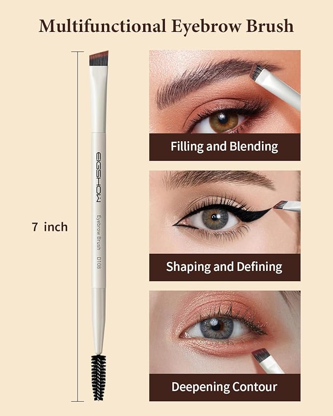 Eyebrow Brush, Dual-ended Angled Eyebrow Brush for Brows or Lashes D108 - Black-FemmiqueWomen