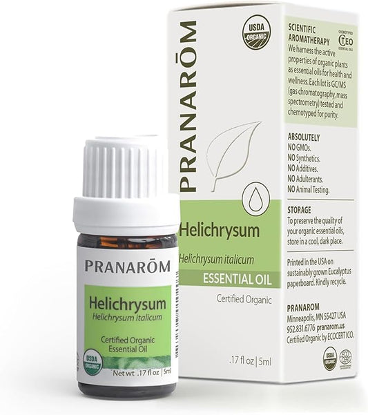 Pranarom USDA Certified Organic Helichrysum Essential Oil (5ml), 100% Pure Natural Therapeutic Grade for Skincare, Lotions, Aromatherapy, Diffusion, and Wellness-FemmiqueWomen