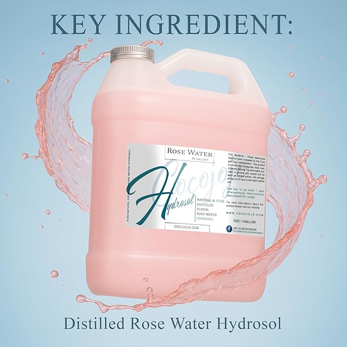 Rose Hydrosol Spray Cleansing Non GMO Facial Toner for Face Body Locs Rose Water Hydrating Face Mist, for Hydration Pure & Natural Hydrosol for All Skin Types - COCOJOJO - Bulk 128 OZ - 1 Gallon-FemmiqueWomen