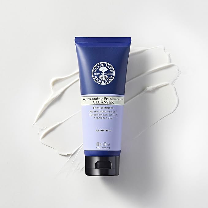Neal's Yard Rejuvenating Frankincense Cleanser with Aloe Vera & Cocoa Butter, Smoothes & Refines, All Skin Types, Vegan Approved, Cruelty-Free 100mL-FemmiqueWomen