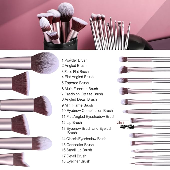 BS-MALL Makeup Brush Set 18 Pcs Premium Synthetic Foundation Powder Concealers Eye shadows Blush Makeup Brushes with black case-FemmiqueWomen
