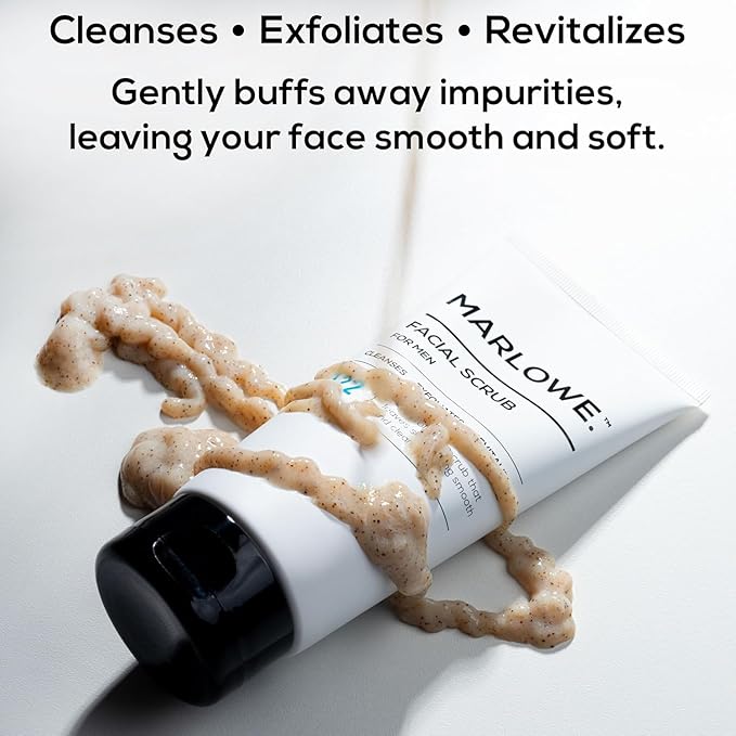 MARLOWE. Skin Care Set, No. 122 Facial Scrub 6 oz & No. 123 Facial Moisturizer 6 oz with Natural Extracts & Antioxidants, Cleanses, Exfoliates, Hydrates & Soothes-FemmiqueWomen