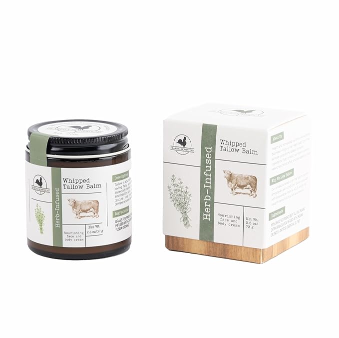 Handmade Whipped Tallow Balm (Herb-Infused/Unscented) - Large Jar - 2.6 oz-FemmiqueWomen