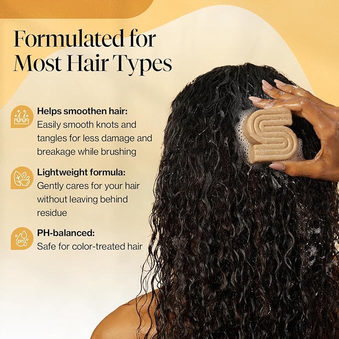 Kitsch Coconut Oil Shampoo Bar - Hydrate & Soften Dry Damaged Hair - Deep Moisturizing Curly Hair Shampoo - Safe Shampoo for Color Treated Hair - Silicone, Paraben & Sulfate Free - 3.2 oz-FemmiqueWomen