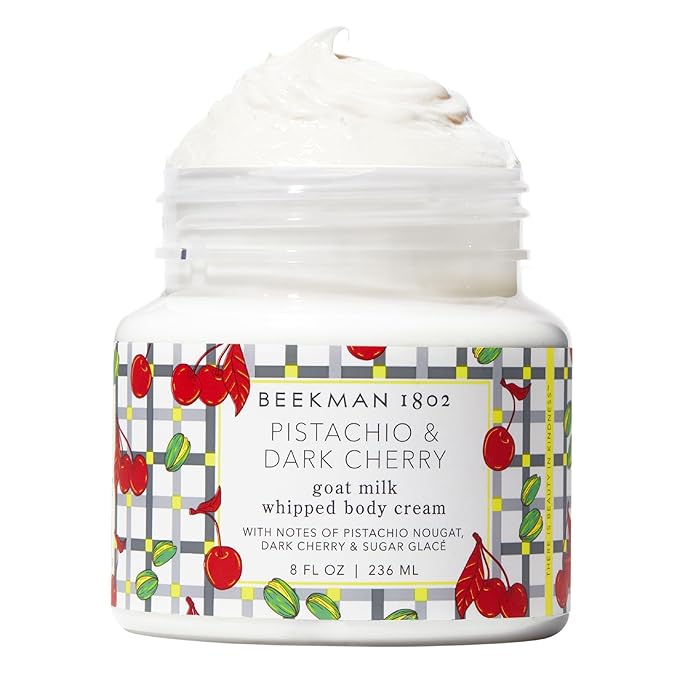 Beekman 1802 Pistachio & Dark Cherry Whipped Body Cream - 8 fl oz - Scented - Moisturizes, Soothes & Softens - With Coconut Oil and Mango Seed Butter - No Irritation - Good for Sensitive Skin-FemmiqueWomen