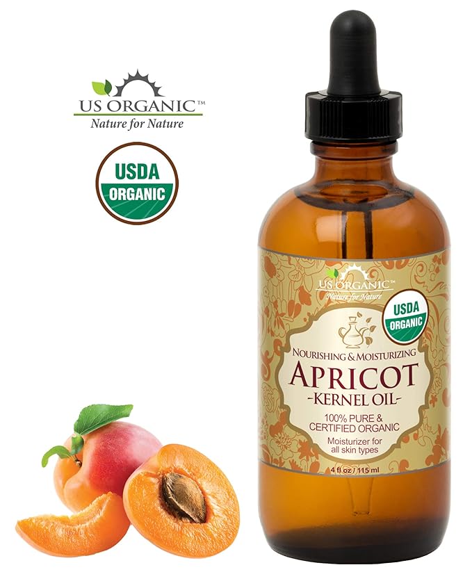 US Organic Apricot Kernel Oil, USDA Certified Organic,100% Pure & Natural, Cold Pressed Virgin, Unrefined in Amber Glass Bottle w/Glass Eyedropper for Easy Application (4 oz (Large))-FemmiqueWomen