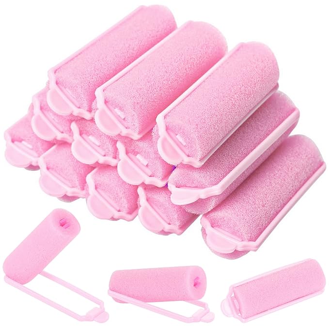12 Pcs Foam Sponge Hair Rollers 2.4 Inch Hair Curlers to Sleep In Soft Sleep Rollers for Curls Style Heatless Curler Hair Christmas Party Hairstyles-FemmiqueWomen