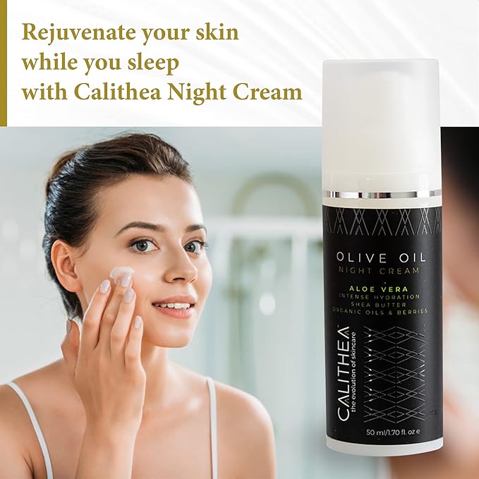 Calithea Night Cream - Moisturizing & Hydrating Face Repair Cream - Night Facial Moisturizer with Shea Butter, Elderberry, Argan Oil - Antioxidant-Rich Skin Night Cream-FemmiqueWomen