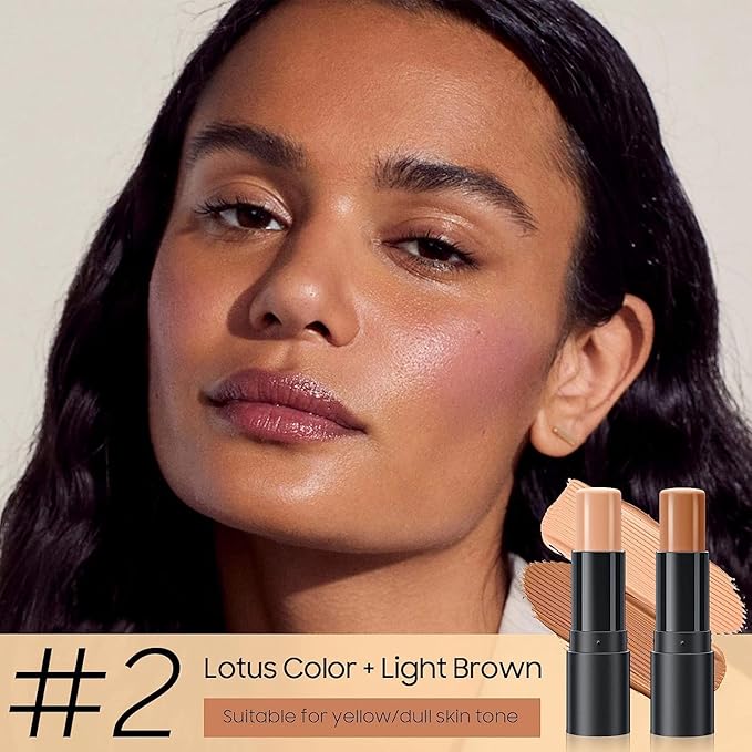2023 Upgrade Contour Stick, 2 Colors Double-end Contour Highlighter Stick Contour Stick Face Highlighter Contour Makeup Contouring Sticks Cream Concealer (Lotus, Light Brown)-FemmiqueWomen