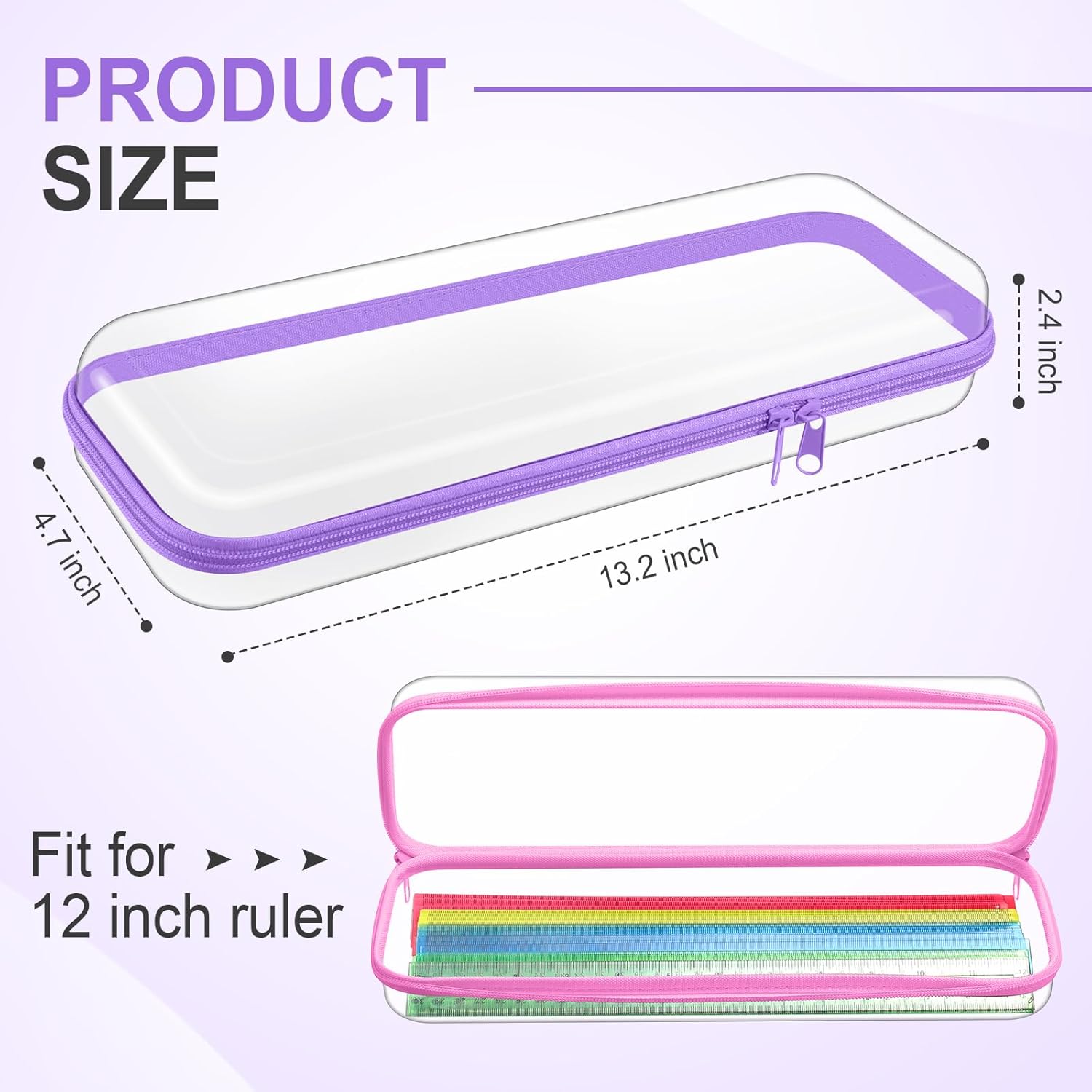 Hoolerry 4 Pcs Hard Clear Zipper Case Makeup Bags Plastic Pencil Pouch Transparent Storage Box Containers for Cosmetics, Snacks, Building Blocks, Puzzles(Pastel,13.2 x 4.7 x 2.4 in)-FemmiqueWomen