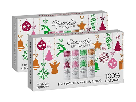 100% Natural Lip Balm Set - Beeswax Natural Christmas Gifts for Her - Lip Moisturizer for Dry Lips, Cocoa Butter - Petroleum Free, 8 Count, 2 Pack-FemmiqueWomen