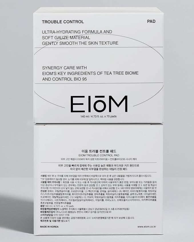 Trouble Control Pad | Korean Toner for Oily, Sensitive & Acne-Prone Skin – Exfoliating Facial Pads with Dual Cotton Rounds & Calming Botanicals (70 Pads)-FemmiqueWomen