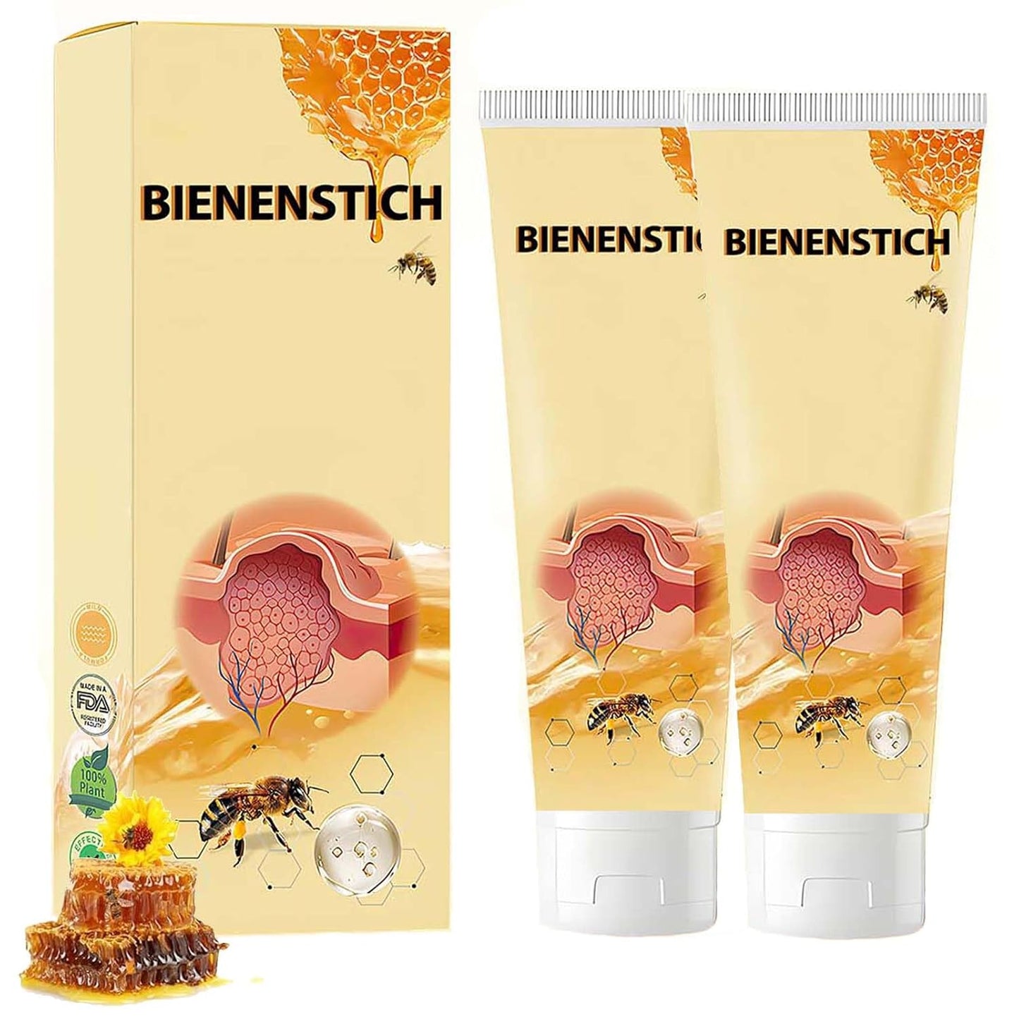 Bee Venom Cream, Professional Bee Venom Cream for All Parts of Neck, Waist, Back, Hands, Feet, and Legs（2Pcs）-FemmiqueWomen