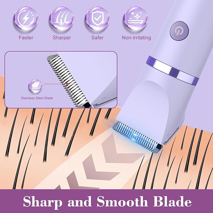 3-in-1 Electric Razor IPX7 Waterproof Bikini Trimmer Wet & Dry Use Painless Personal Trimmer Groomer for Ladies Face Body Legs Bikini Public Hairs Electric Lady Shaver with Replaceable Heads-FemmiqueWomen